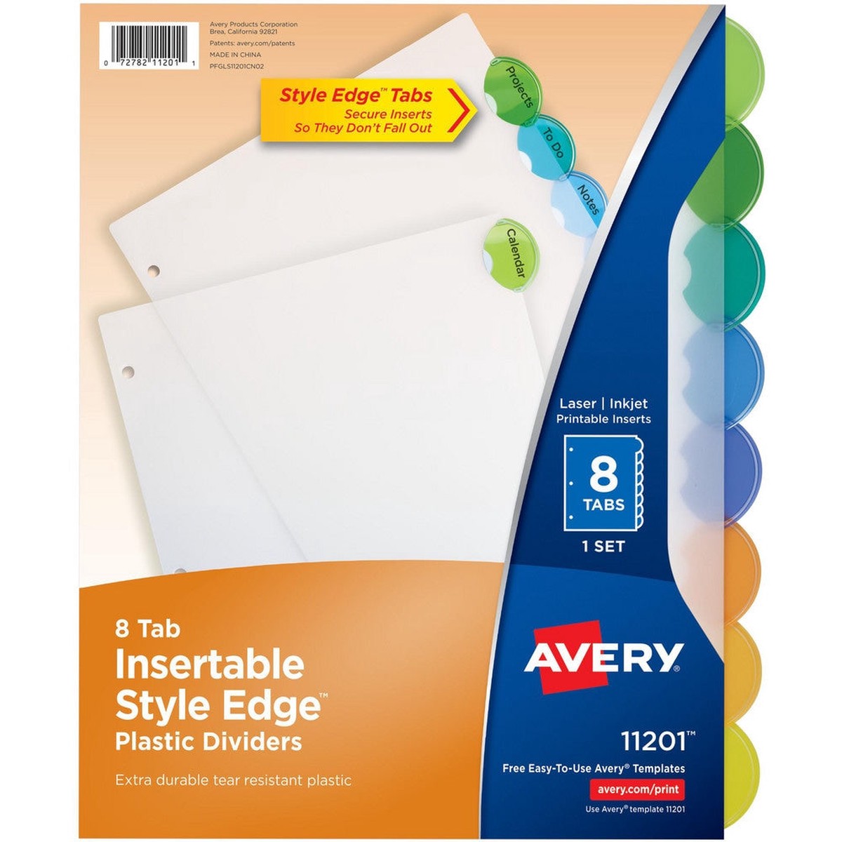 11 x 8 1/2" 1 to 8" Label, 8 Tabs, 3-Hole Punched, Customizable Tab Dividers