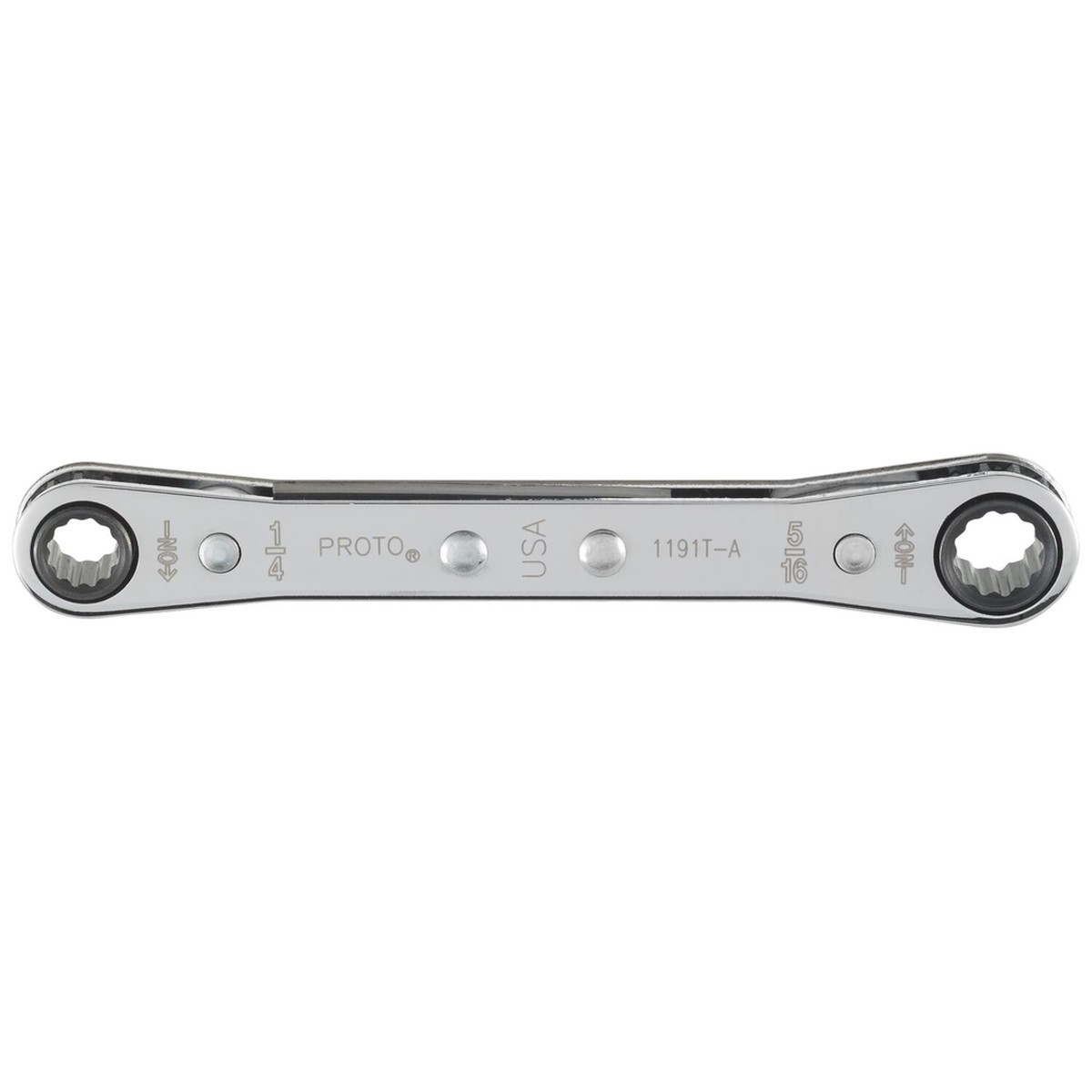 Proto, J1191T-A, Ratcheting Wrench, 1/4 in x 5/16 in, 12 Point, Full Polish, 4.5 in