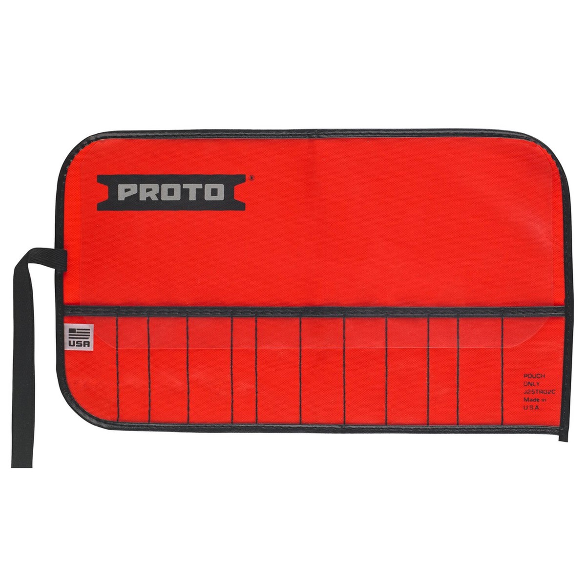Proto, J25TR02C, Tool Organizer, 12 Pockets; Red Canvas, Stitched Edges, Tie Strap Closure