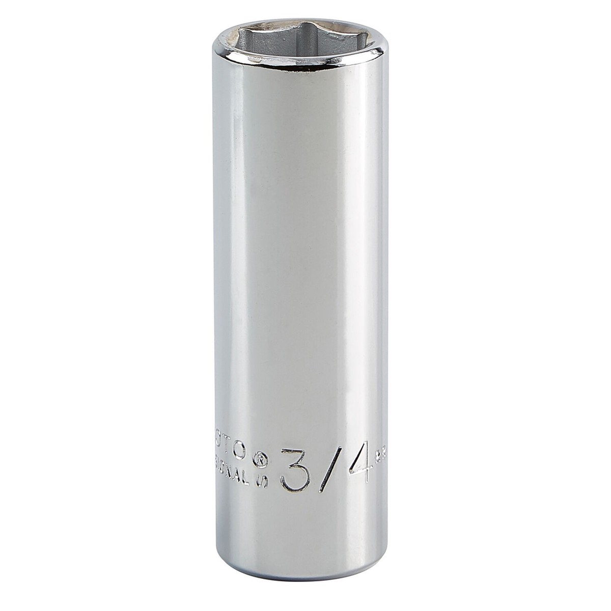 Proto, J5324H, Deep Socket, 1/2 in Drive, 3/4 in, 6-Point, Full Polish Chrome, Metal, 3.300 in