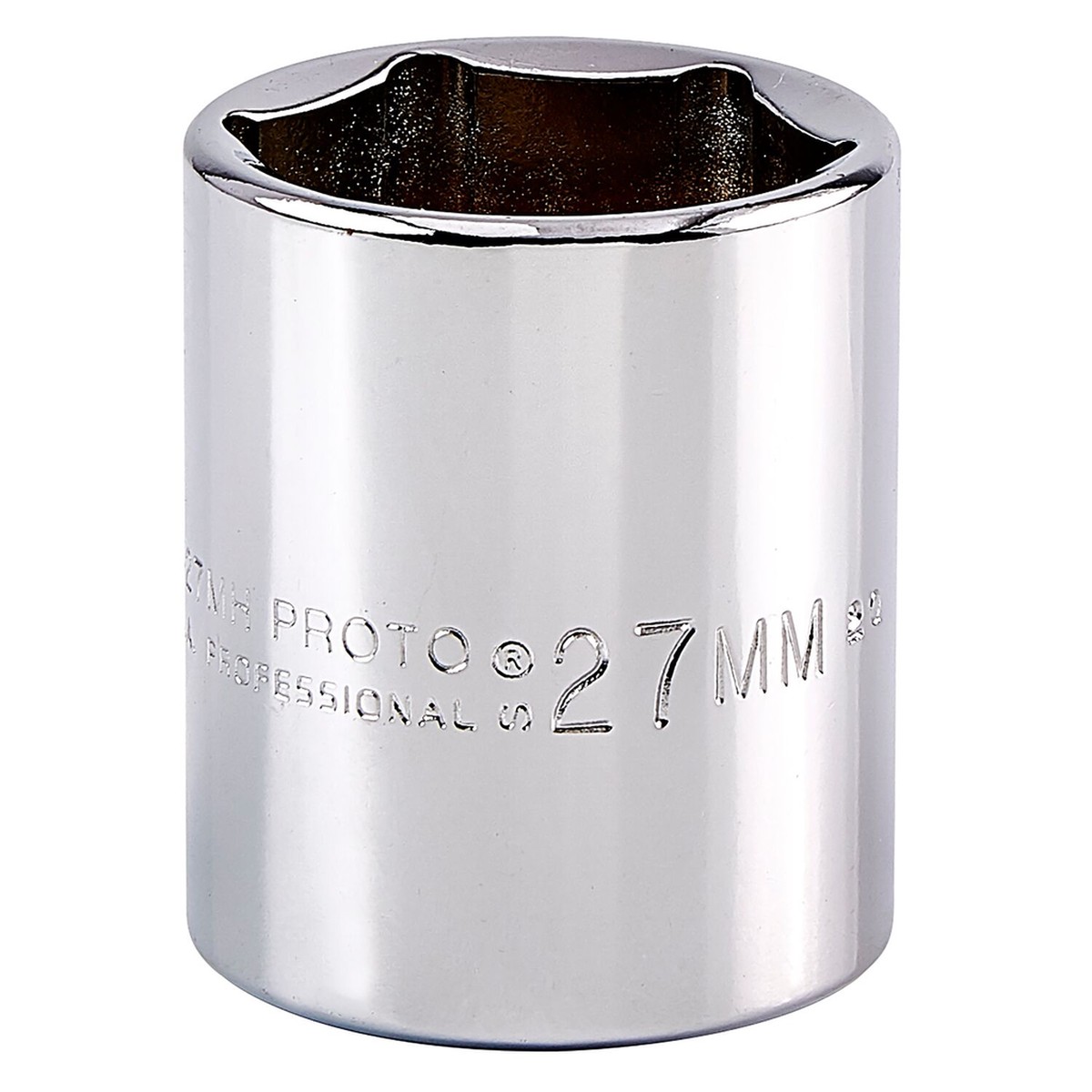 Proto, J5427MH, Socket, 1/2 in Drive; 27 mm; 6-Point; Full Polish Chrome