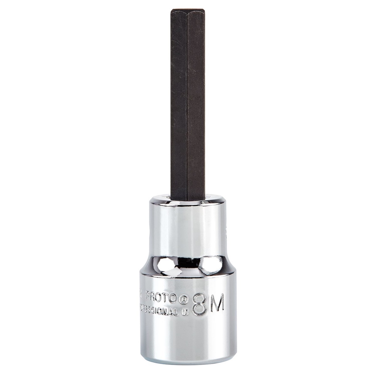 Proto, J5441-8M, Hex Bit Socket, 1/2 in Drive, 8 mm, Metal, Full Polish Chrome