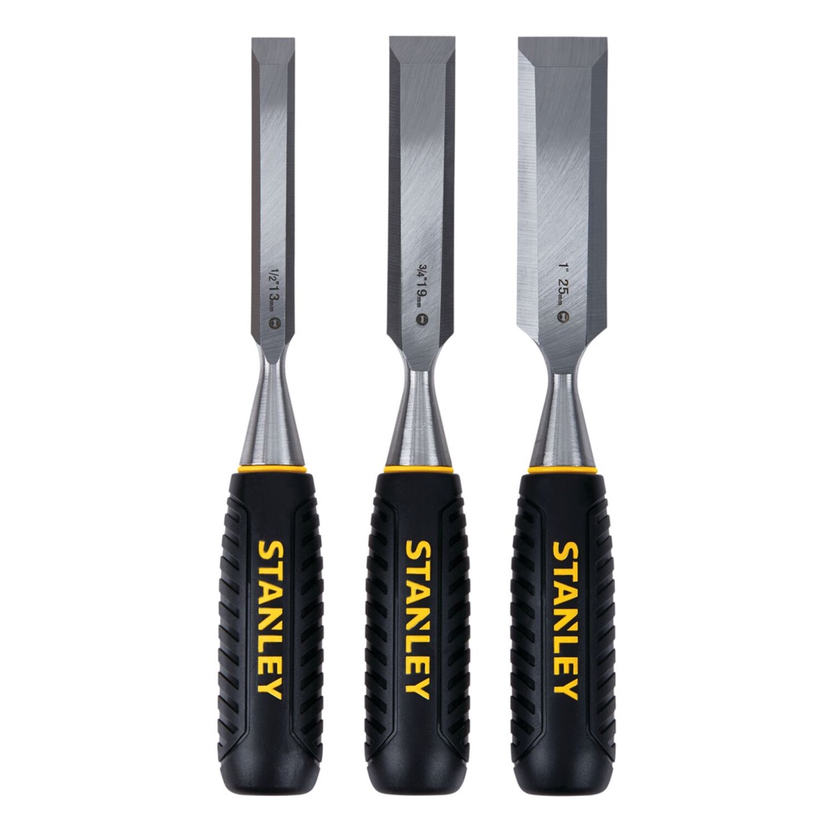 Stanley, STHT16727, Wood Chisel Set, 13 mm; 19 mm; 25 mm, Carbon Steel Blades, Ergonomic Handle