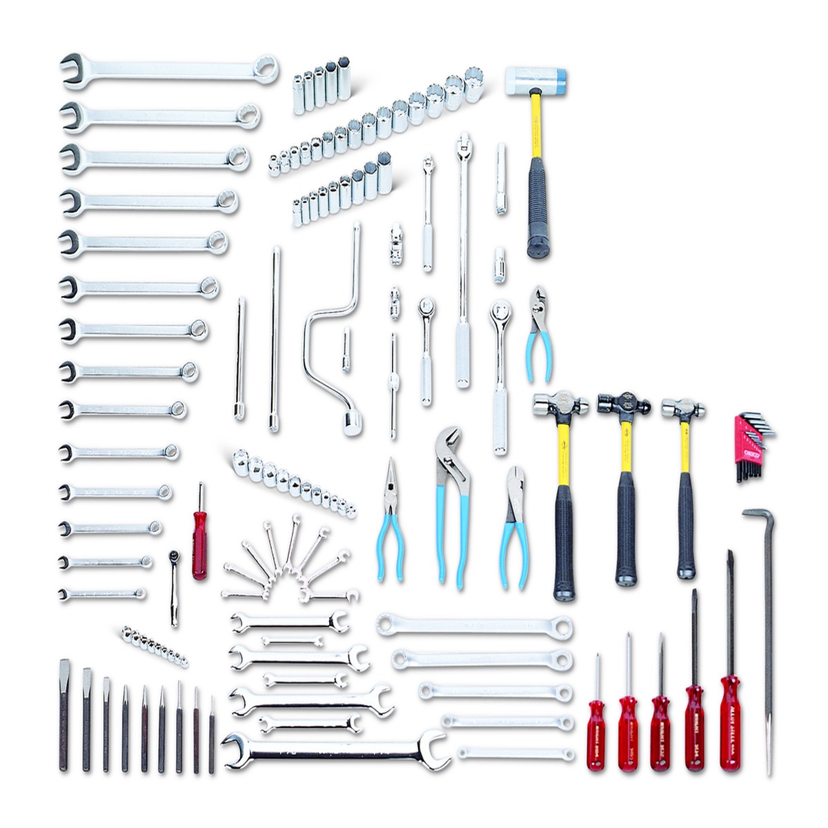 134 Piece Fractional General Maintenance Set 1/4", 3/8" & 1/2" Drives, Tools Only