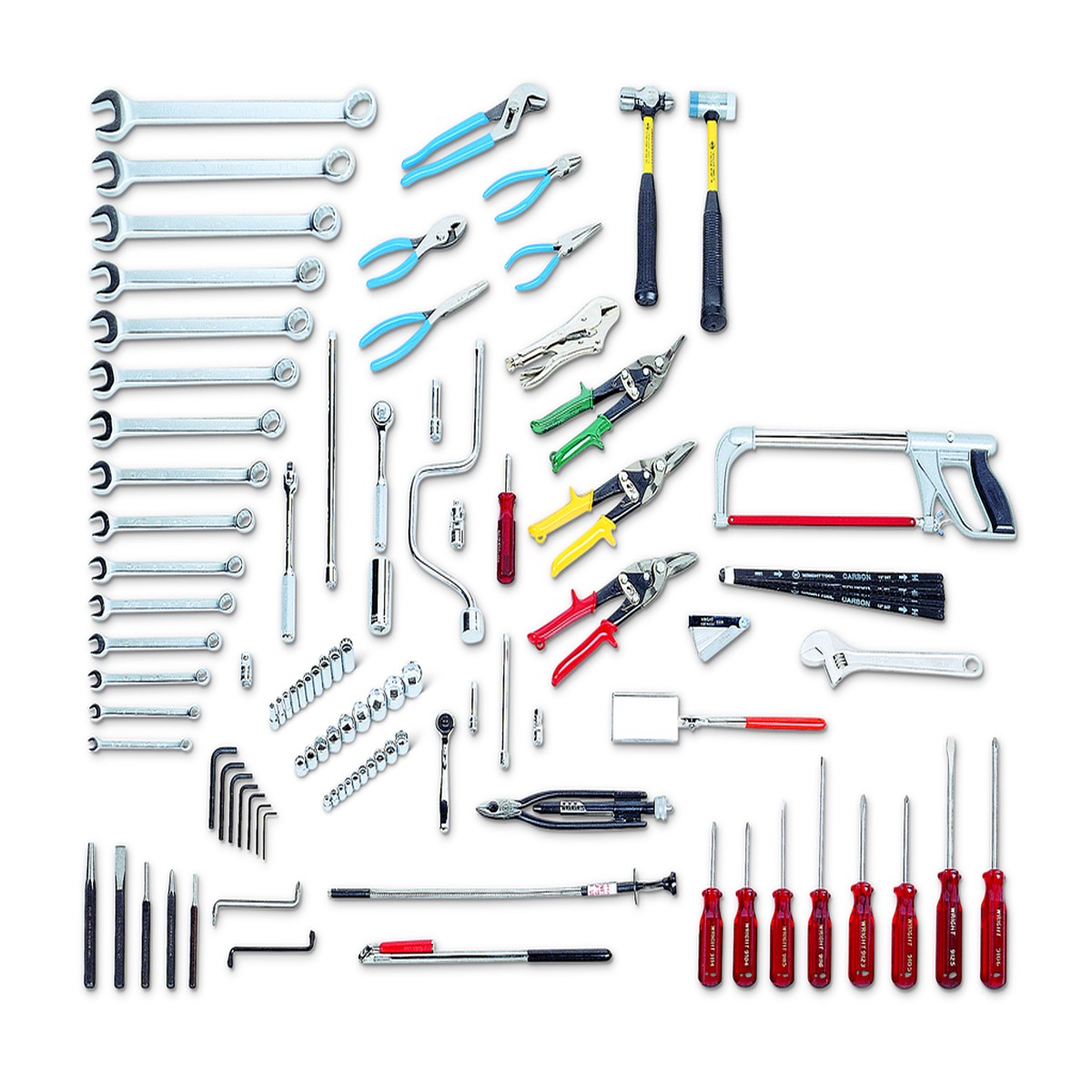 97 Piece Fractional Aircraft Mechanics Starter Set 1/4", 3/8" & 1/2" Drives, Tools Only