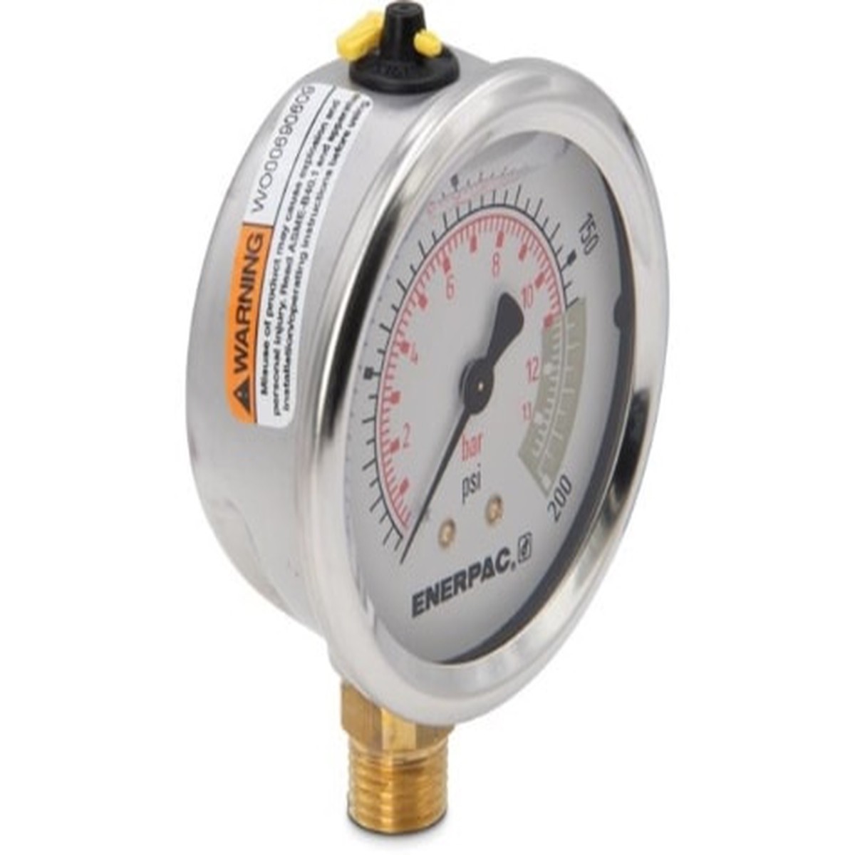 G2511L, Hydraulic Pressure Gauge, 2.50 in. Face, Lower Mount, Glycerine Filled, 200 maximum psi