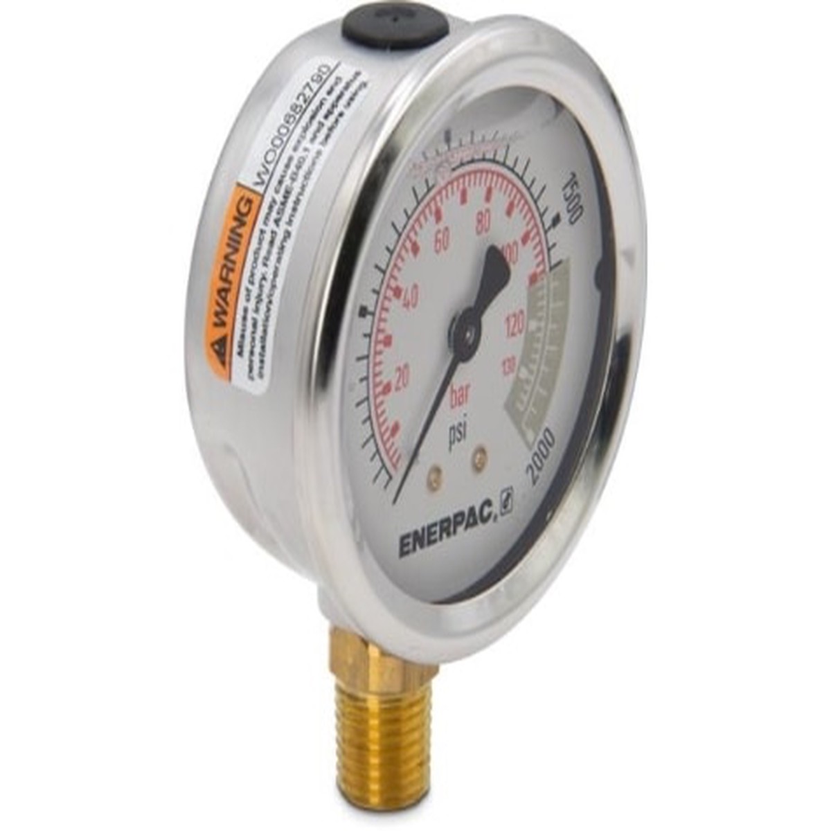 G2515L, Hydraulic Pressure Gauge, 2.50 in. Face, Lower Mount, Glycerine Filled, 2,000 maximum psi
