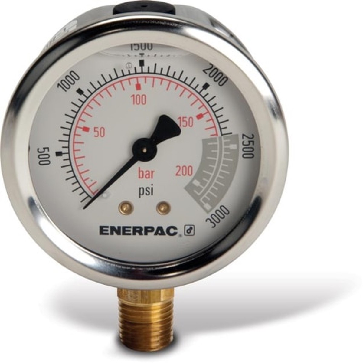 G2516SL, Hydraulic Pressure Gauge, 2.5 in. Face, Lower Mount, Glycerine Filled, 3,000 maximum psi