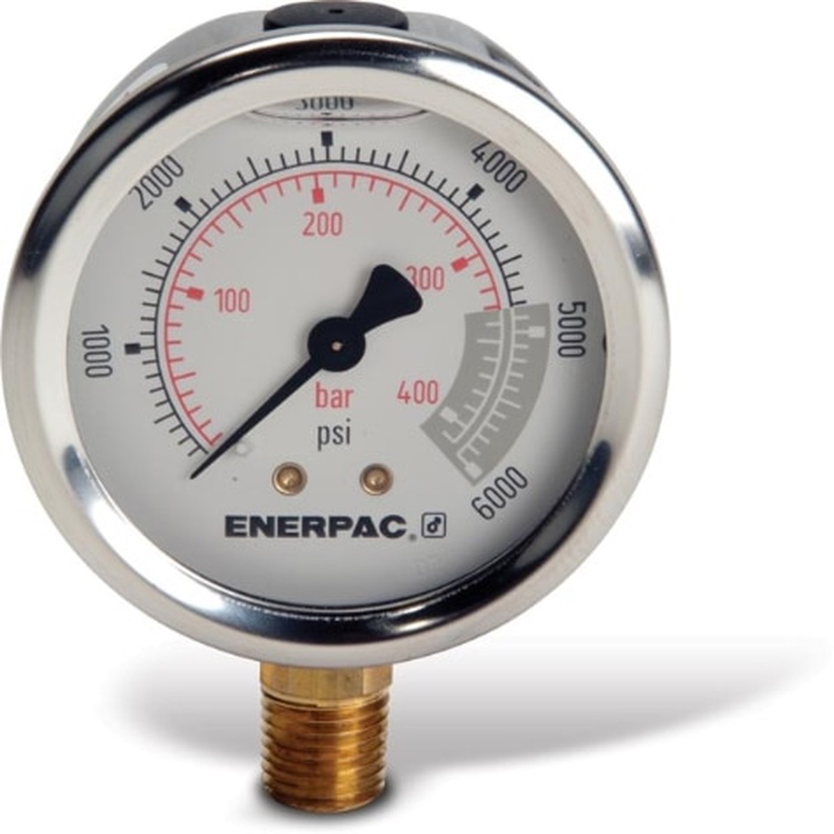 G2517SL, Hydraulic Pressure Gauge, 2.5 in. Face, Lower Mount, Glycerine Filled, 6,000 maximum psi